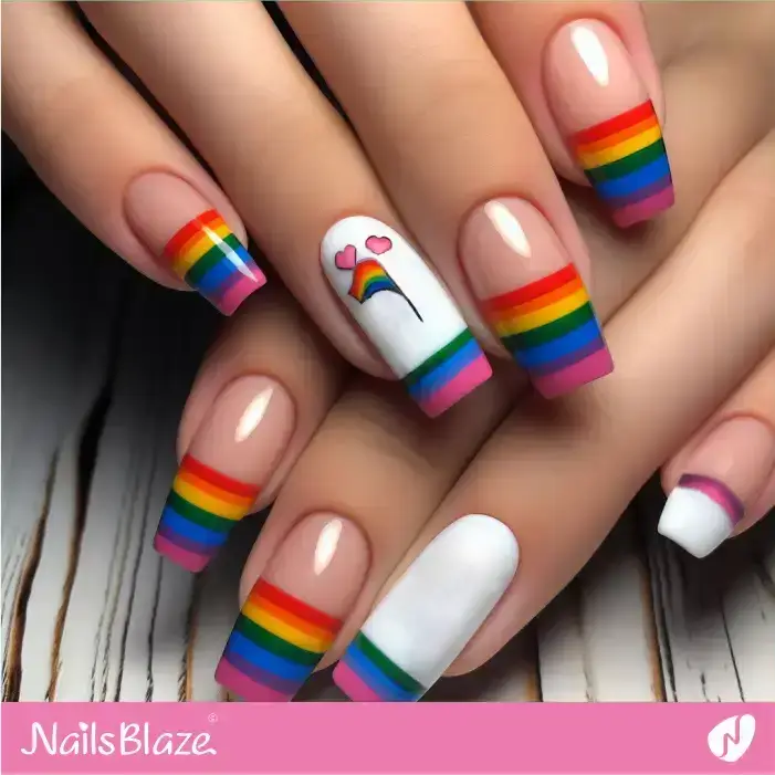 Gradient LGBT Pride Day Flag Nail Design | Pride | LGBTQIA2S+ Nails - NB2070